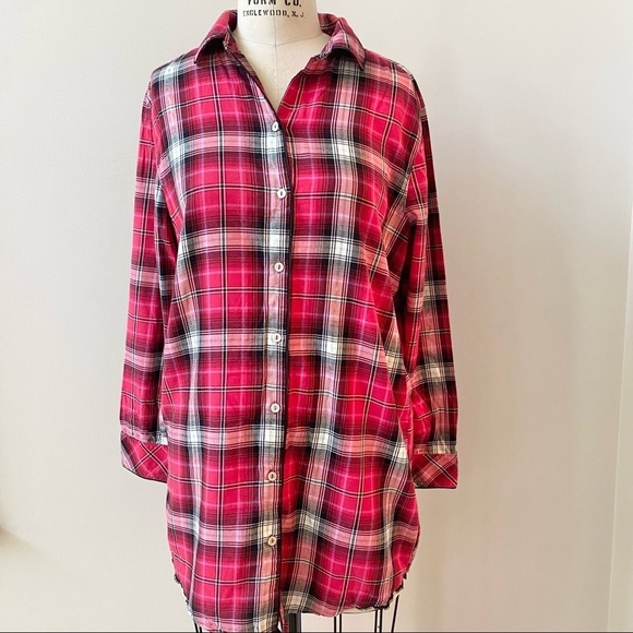 Victoria's Secret Shirt Nightgown Red Plaid Small - Picture 1 of 6